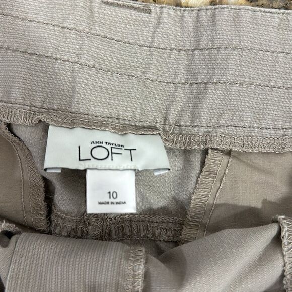 LOFT Ann Taylor Cotton Khaki Tan Y2K Cargo Mini Skirt Size 10 - Picture 5 of 9